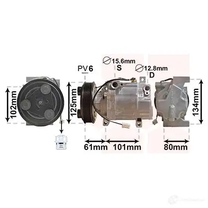 Компрессор кондиционера VAN WEZEL 3W3VVO7 467546 6027K 207 2700K207