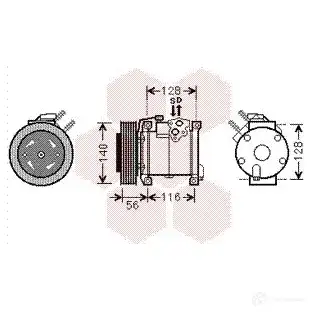 Компрессор кондиционера VAN WEZEL B2I1E6 60 07K108 0700K108 459879 изображение 0