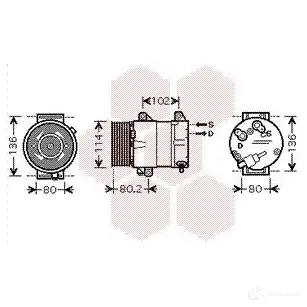 Компрессор кондиционера VAN WEZEL 752RKL 476277 4300K383 604 3K383