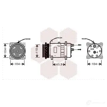 Компрессор кондиционера VAN WEZEL 1700K064 6017 K064 463490 RZAF4