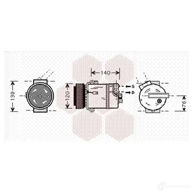 Компрессор кондиционера VAN WEZEL 472374 3I6L5C3 3700K409 60 37K409