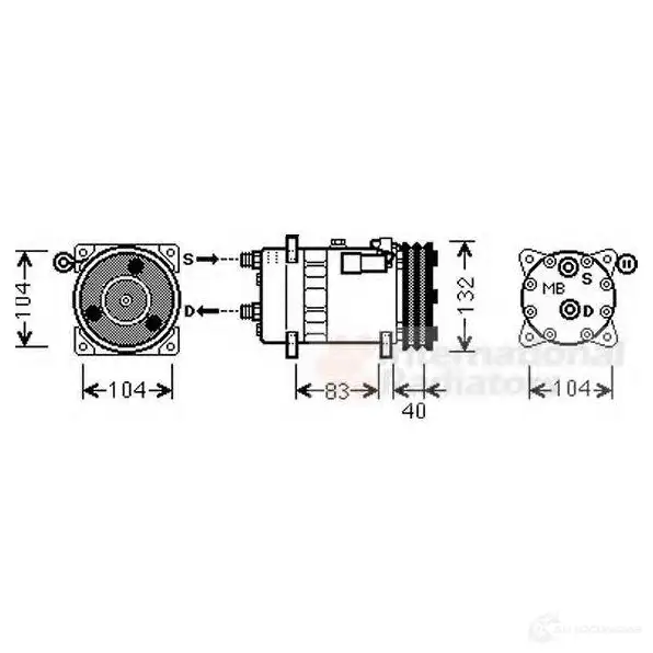 Компрессор кондиционера VAN WEZEL ZMS69 1423214386 0200k200 6002K2 00