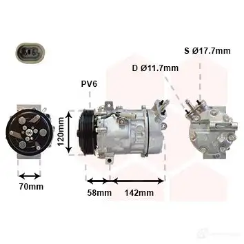 Компрессор кондиционера VAN WEZEL 8D7TG 3700K448 6037K44 8 472390