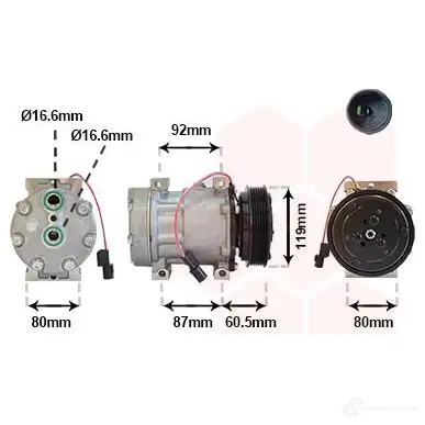 Компрессор кондиционера VAN WEZEL 5900K101 6059K 101 484555 00ZAC8A