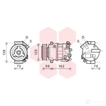 Компрессор кондиционера VAN WEZEL 472412 43B4M 3700K578 6037K 578 изображение 0