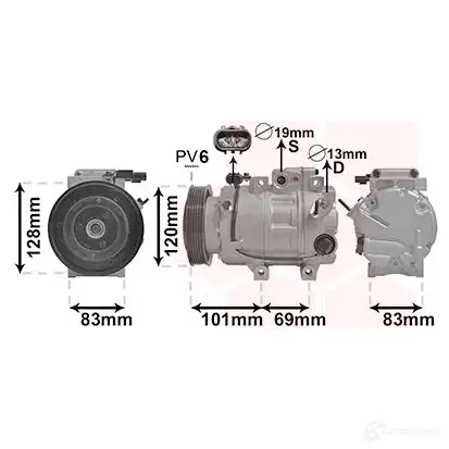 Компрессор кондиционера VAN WEZEL 5410909651305 25R W92B 1208216245 8200K439