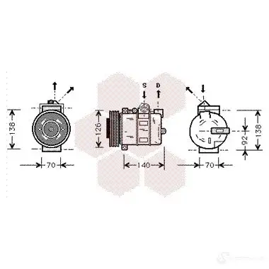 Компрессор кондиционера VAN WEZEL 456032 CFGUME 600 2K038 0200k038 изображение 0