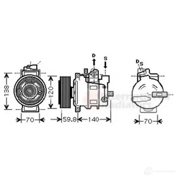 Компрессор кондиционера VAN WEZEL 60 03K278 N7MW0WZ 456470 0300k278 изображение 0