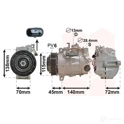 Компрессор кондиционера VAN WEZEL 5410909680480 1424750762 BPYYT OF 3000K710