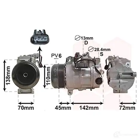 Компрессор кондиционера VAN WEZEL 3000K683 5410909647407 468872 4 E44W1
