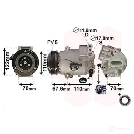 Компрессор кондиционера VAN WEZEL 3700K606 472417 0 WP2B 5410909578077 изображение 2