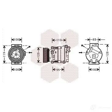 Компрессор кондиционера VAN WEZEL LZONO 601 7K033 463480 1700k033 изображение 0