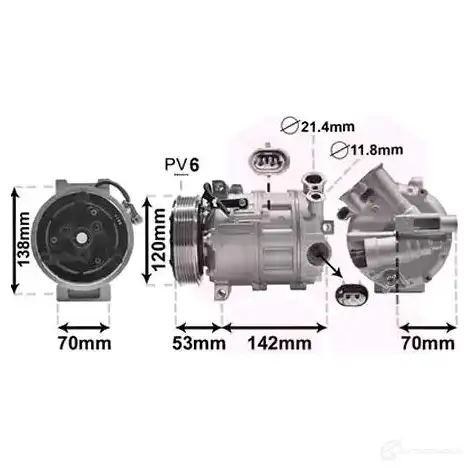 Компрессор кондиционера VAN WEZEL PE WUP9 455586 0100K143 5410909634537 - Изображение 1