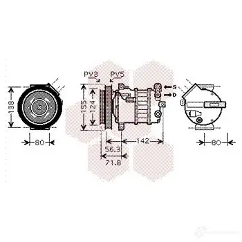 Компрессор кондиционера VAN WEZEL 5300XN 0100K107 455578 6001K 107 изображение 0