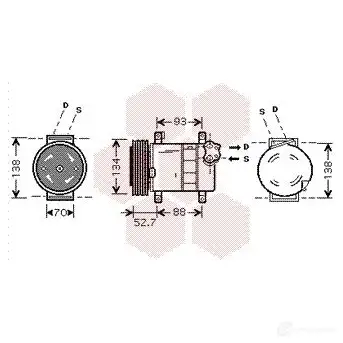 Компрессор кондиционера VAN WEZEL 1700K088 W828J7 6017K08 8 463493