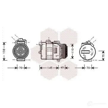 Компрессор кондиционера VAN WEZEL 0600K181 WMTU4 458168 6006K1 81 изображение 0