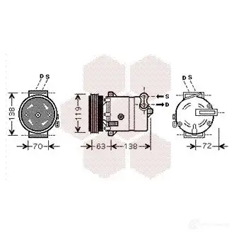 Компрессор кондиционера VAN WEZEL 463500 1700K334 6017 K334 17NIDP