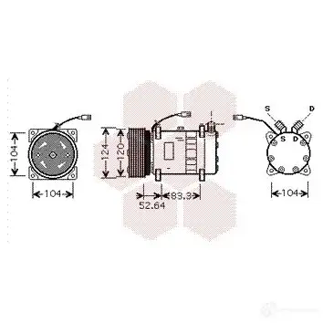 Компрессор кондиционера VAN WEZEL 455576 60 01K095 CF90F 0100K095
