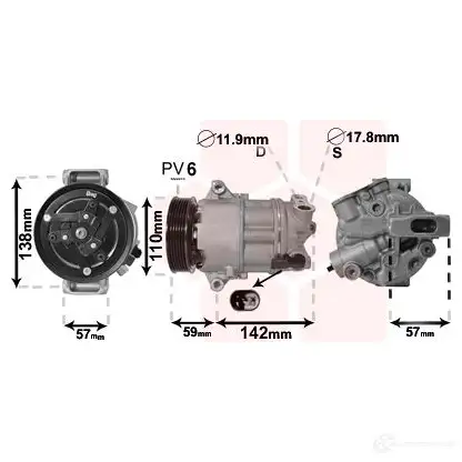 Компрессор кондиционера VAN WEZEL 60 01K133 0100K133 455585 HDPK0AS