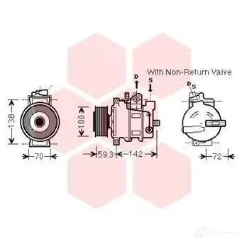 Компрессор кондиционера VAN WEZEL 456484 6003K3 34 MQH6C 0300k334