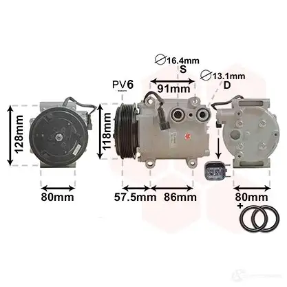 Компрессор кондиционера VAN WEZEL 1800K451 ER2V0L 6018K45 1 464635 изображение 0