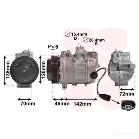 Компрессор кондиционера VAN WEZEL 7400K074 QLL TG 5410909498887 485051 изображение 0