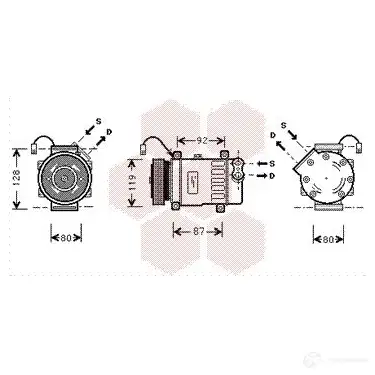 Компрессор кондиционера VAN WEZEL L882U 0900K217 60 09K217 460317 изображение 0