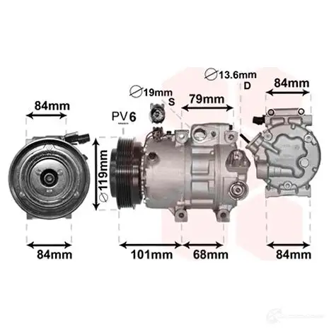 Компрессор кондиционера VAN WEZEL 5410909530600 8200K374 486265 P8LL 7H