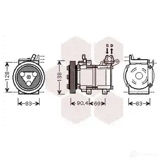 Компрессор кондиционера VAN WEZEL 8300k051 608 3K051 LFDU8 487160 изображение 0