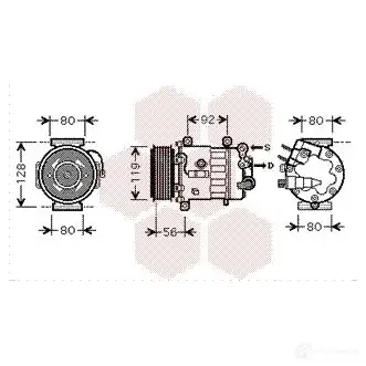 Компрессор кондиционера VAN WEZEL 4000K320 474734 604 0K320 QN1VT изображение 0