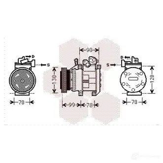 Компрессор кондиционера VAN WEZEL 487166 SA591J 8300K130 60 83K130