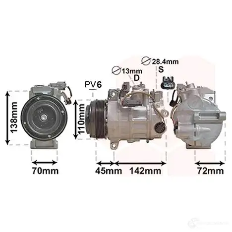 Компрессор кондиционера VAN WEZEL A RKSG 1208135165 3000K697 5410909665104 изображение 0