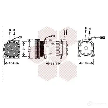Компрессор кондиционера VAN WEZEL 460310 6009 K179 3KHLC0 0900K179 изображение 0