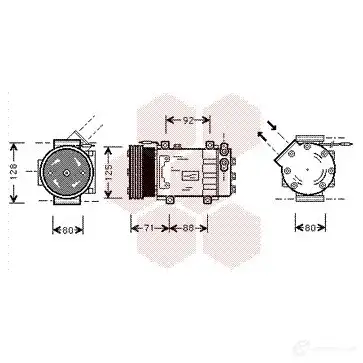 Компрессор кондиционера VAN WEZEL 476258 604 3K127 4300K127 5252NS изображение 0
