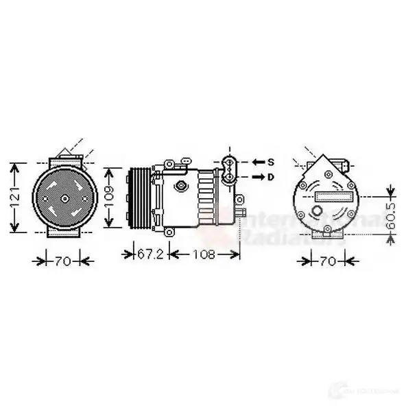 Компрессор кондиционера VAN WEZEL 3700k483 6037K 483 P1JO6BW 472401 изображение 0