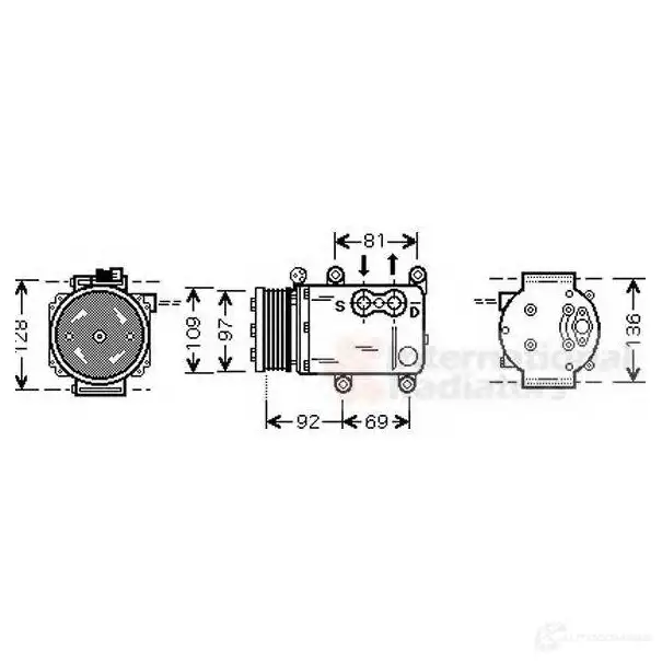 Компрессор кондиционера VAN WEZEL 6018K4 19 464624 1800k419 PH0P1P
