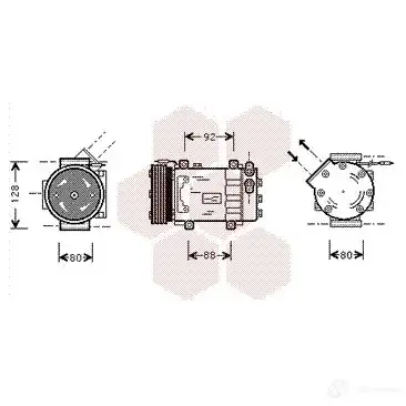 Компрессор кондиционера VAN WEZEL 1CWADG 4300K255 6043K25 5 476262