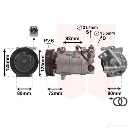 Компрессор кондиционера VAN WEZEL 476300 4300K489 Y20 LU 5410909490751 изображение 1