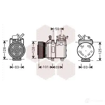 Компрессор кондиционера VAN WEZEL 486232 A807Q 6082 K166 8200K166