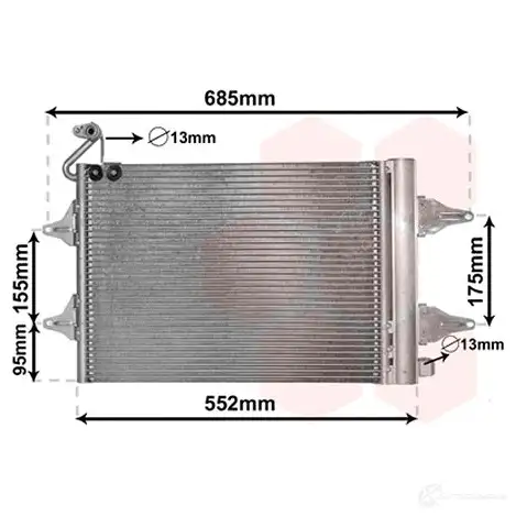 Радиатор кондиционера VAN WEZEL 76005007 485094 C601I8 607650 07 изображение 0