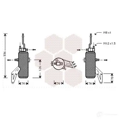 Осушитель кондиционера VAN WEZEL 1800d293 464570 6018D 293 ZP569A0
