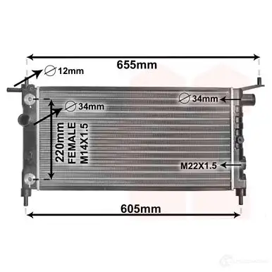 Радиатор охлаждения двигателя VAN WEZEL 6037 2184 K0DIN 472063 37002184