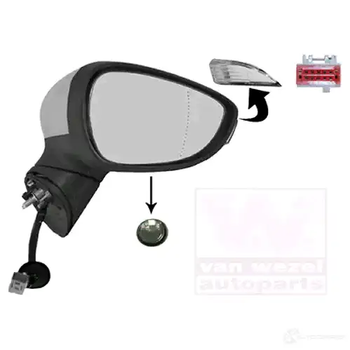 Зеркало боковое наружное VAN WEZEL 5410909560485 1808828 L U6RP7 464883 - Изображение 1