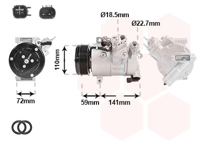 Компрессор кондиционера VAN WEZEL 1440787325 1801K729 3RT9 D