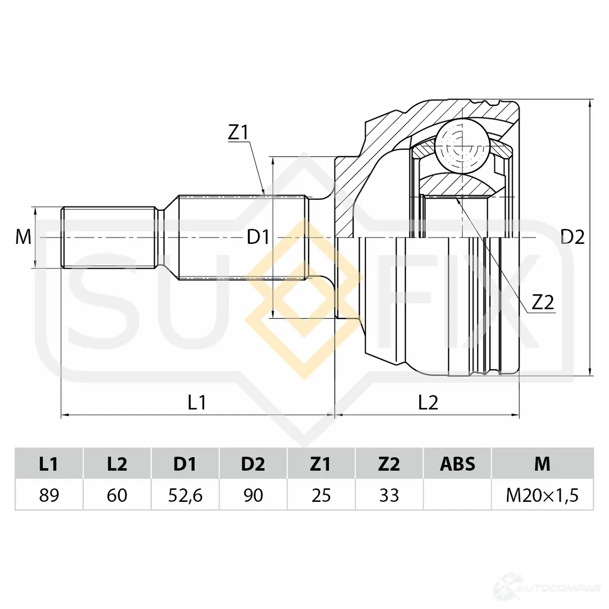 ШРУС наружный SUFIX F ZARS 1440876946 ST-1067 изображение 0