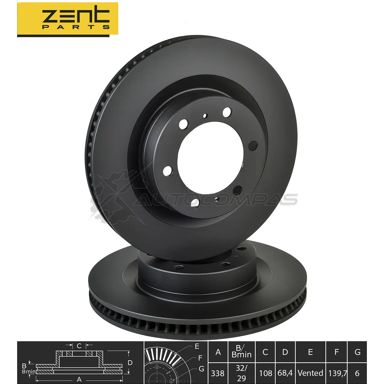 Тормозной диск передний Toyota Land Cruiser 200 07 ZENTPARTS Q4N 8AI Z06289 1441255857 изображение 1