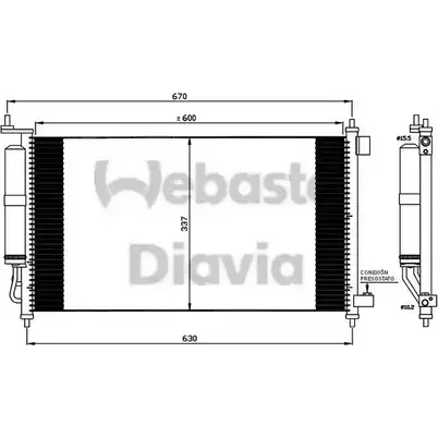 Радиатор кондиционера WEBASTO SVI11 8ZM6C 0N 1285753041 82D0225564A изображение 0