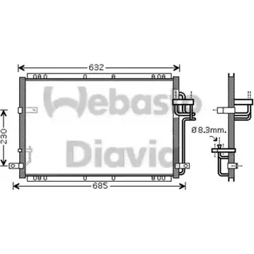 Радиатор кондиционера WEBASTO W8BXU 82D0226227MA 1290652208 AQ3 DPPY изображение 0