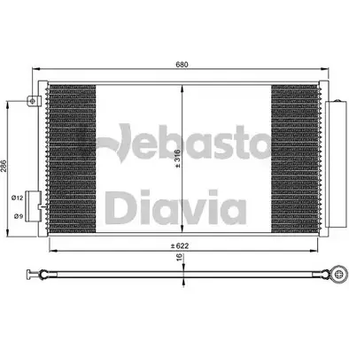 Радиатор кондиционера WEBASTO 82D0226297MA 1300280142 DC3 XS KVTBZE6