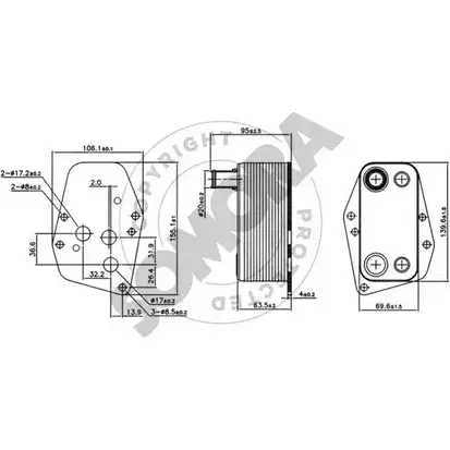 Масляный радиатор двигателя SOMORA 040765B W93OP0 1418458268 R105 Q изображение 0